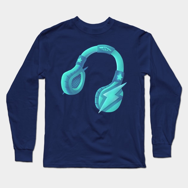 Aquamarine headset Long Sleeve T-Shirt by CleanRain3675